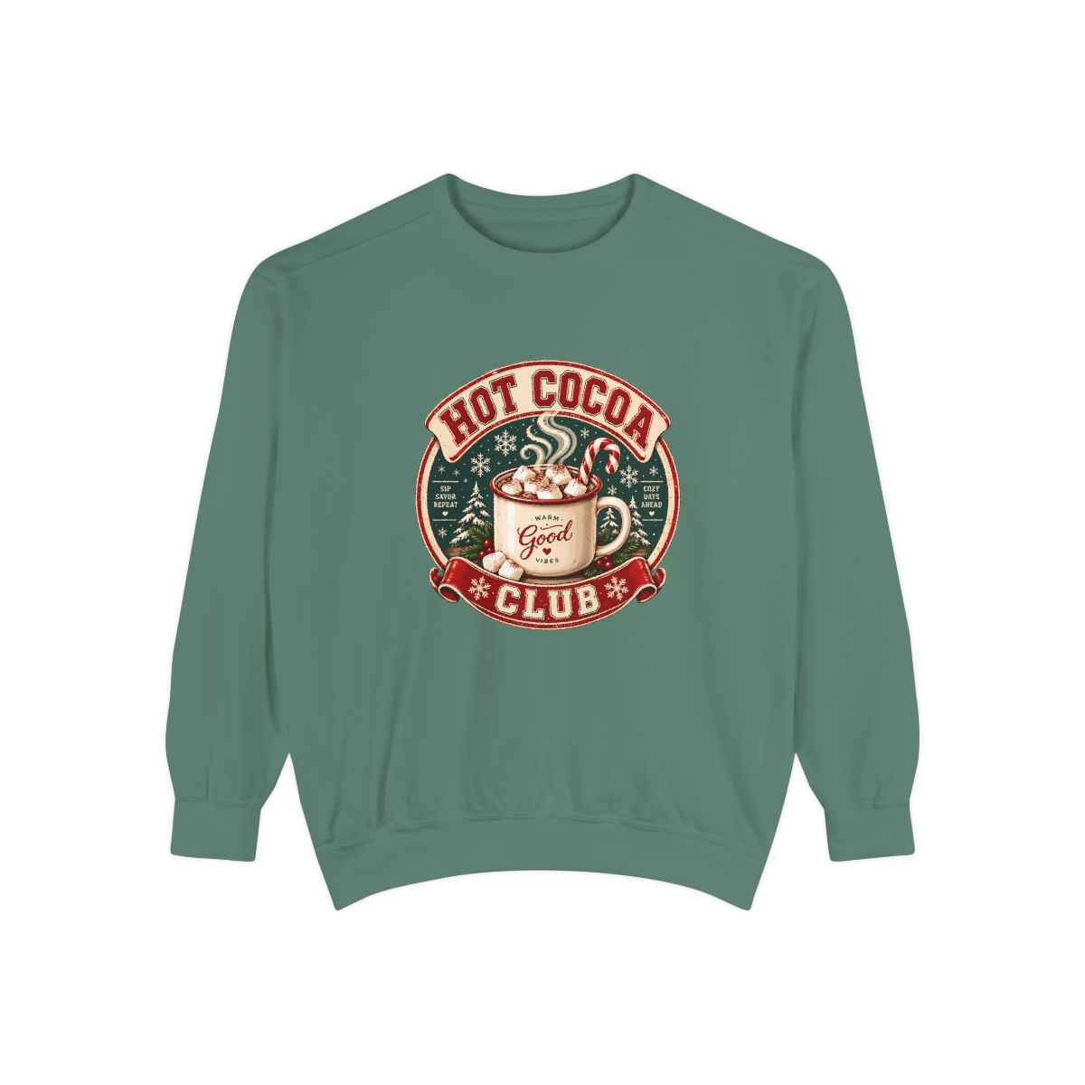 Hot Cocoa Club Sweatshirt | Vintage Mug Candy Cane Holiday Cocoa