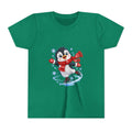 Ice Skating Penguin Youth Tee | Cute Winter Snowflakes Scarf
