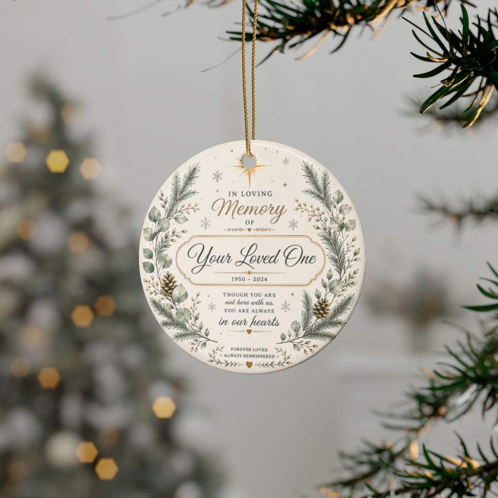 In Loving Memory wreath Ceramic Ornament | Memorial Christmas Ornament