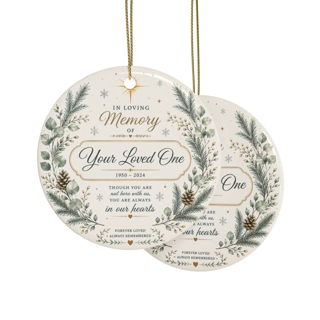 In Loving Memory wreath Ceramic Ornament | Memorial Christmas Ornament