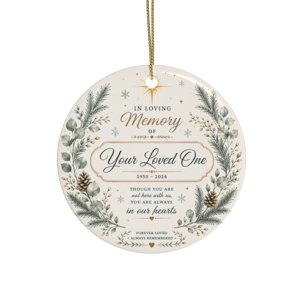 In Loving Memory wreath Ceramic Ornament | Memorial Christmas Ornament