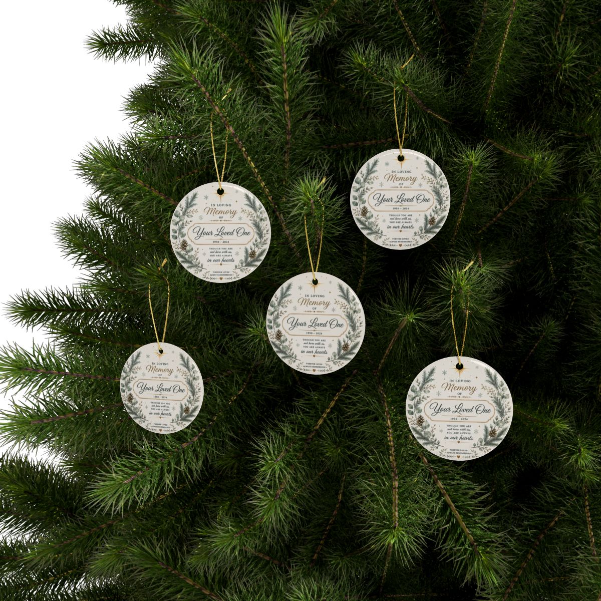 In Loving Memory wreath Ceramic Ornament | Memorial Christmas Ornament