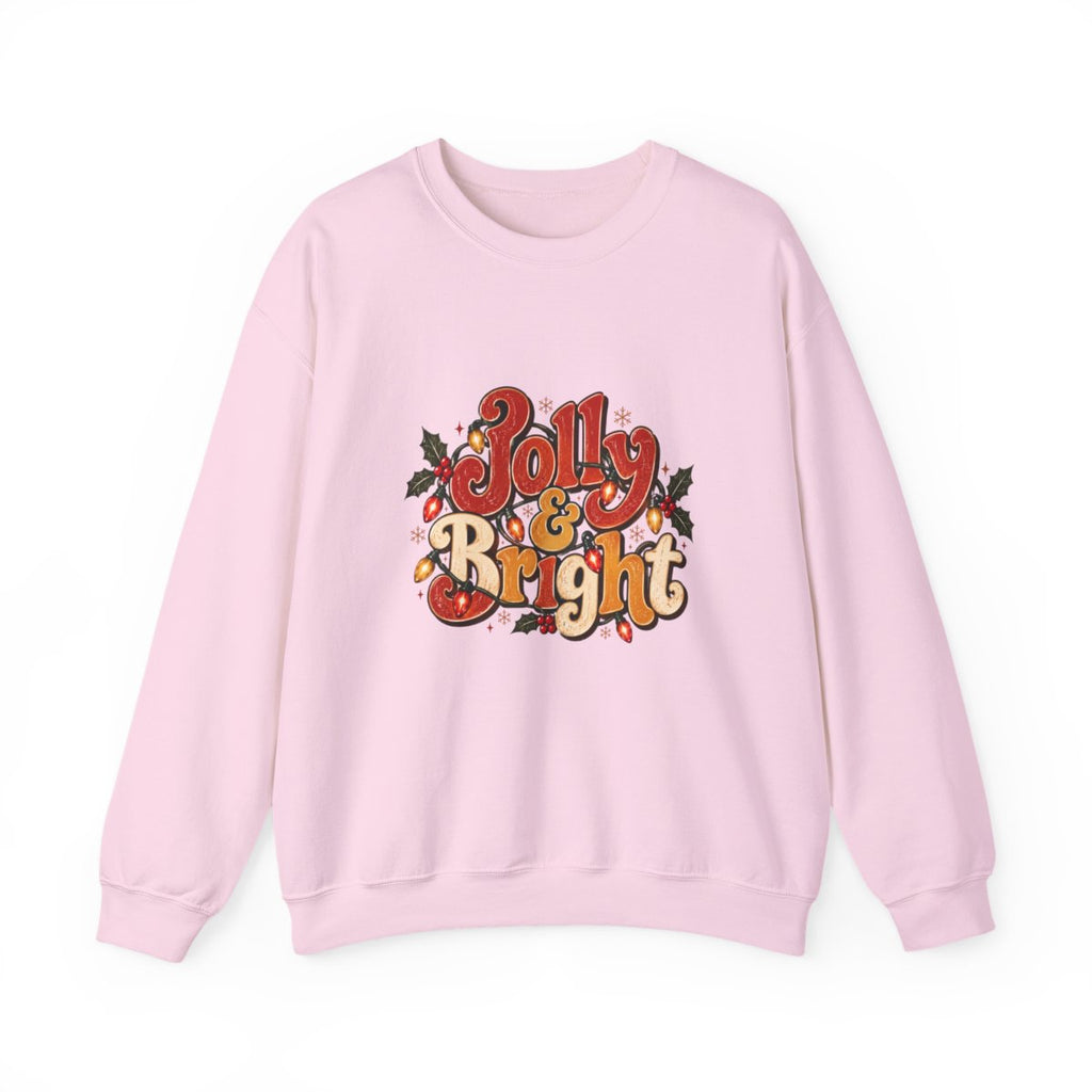 Jolly & Bright holiday lettering Sweatshirt | Christmas holly crewneck