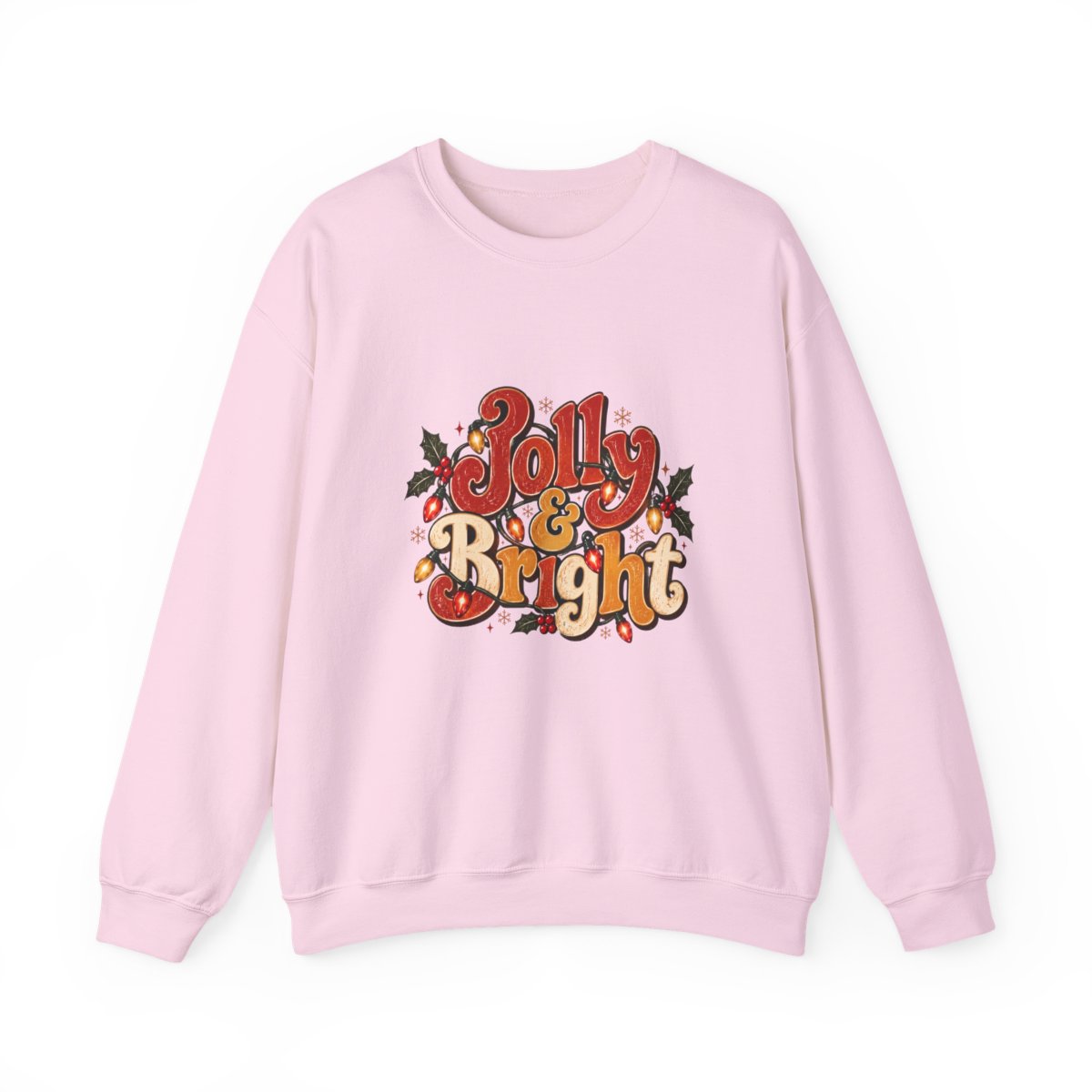 Jolly & Bright holiday lettering Sweatshirt | Christmas holly crewneck
