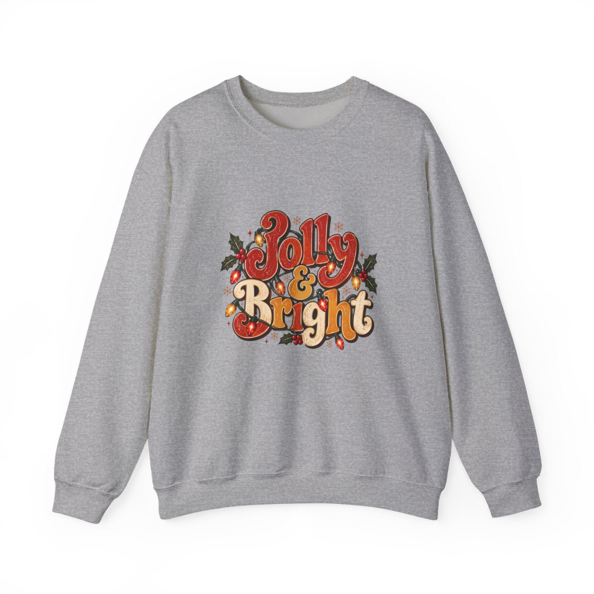 Jolly & Bright holiday lettering Sweatshirt | Christmas holly crewneck