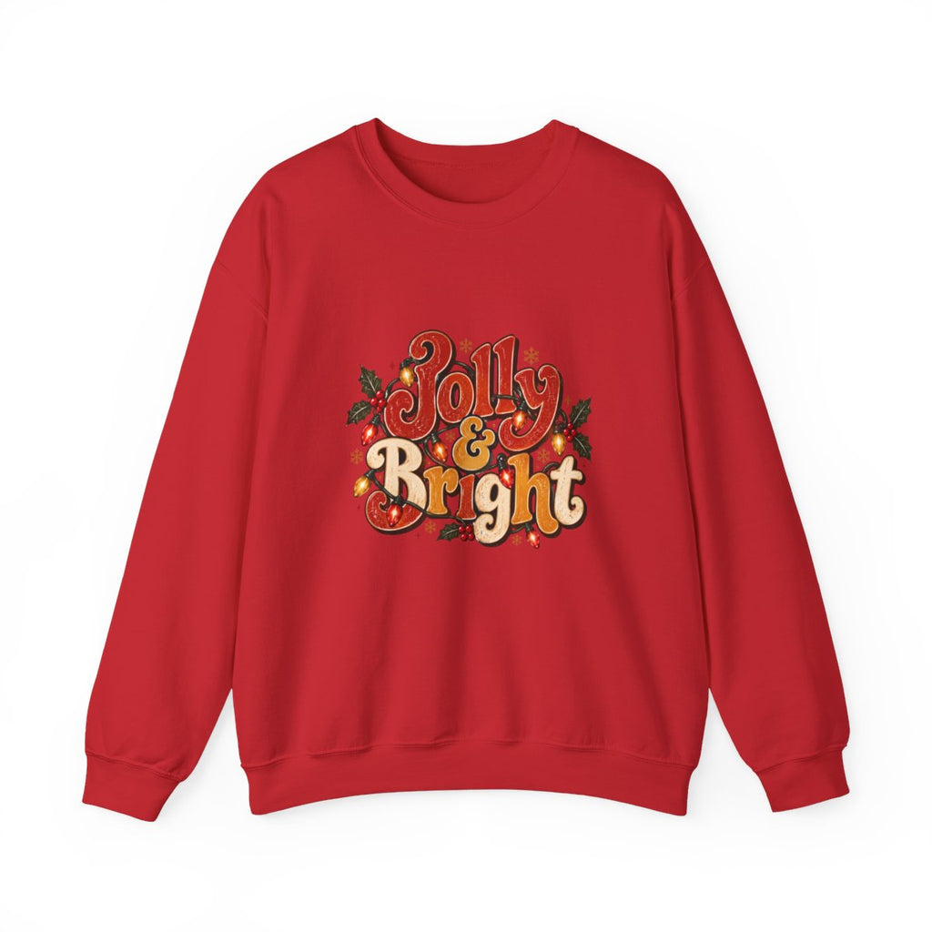 Jolly & Bright holiday lettering Sweatshirt | Christmas holly crewneck