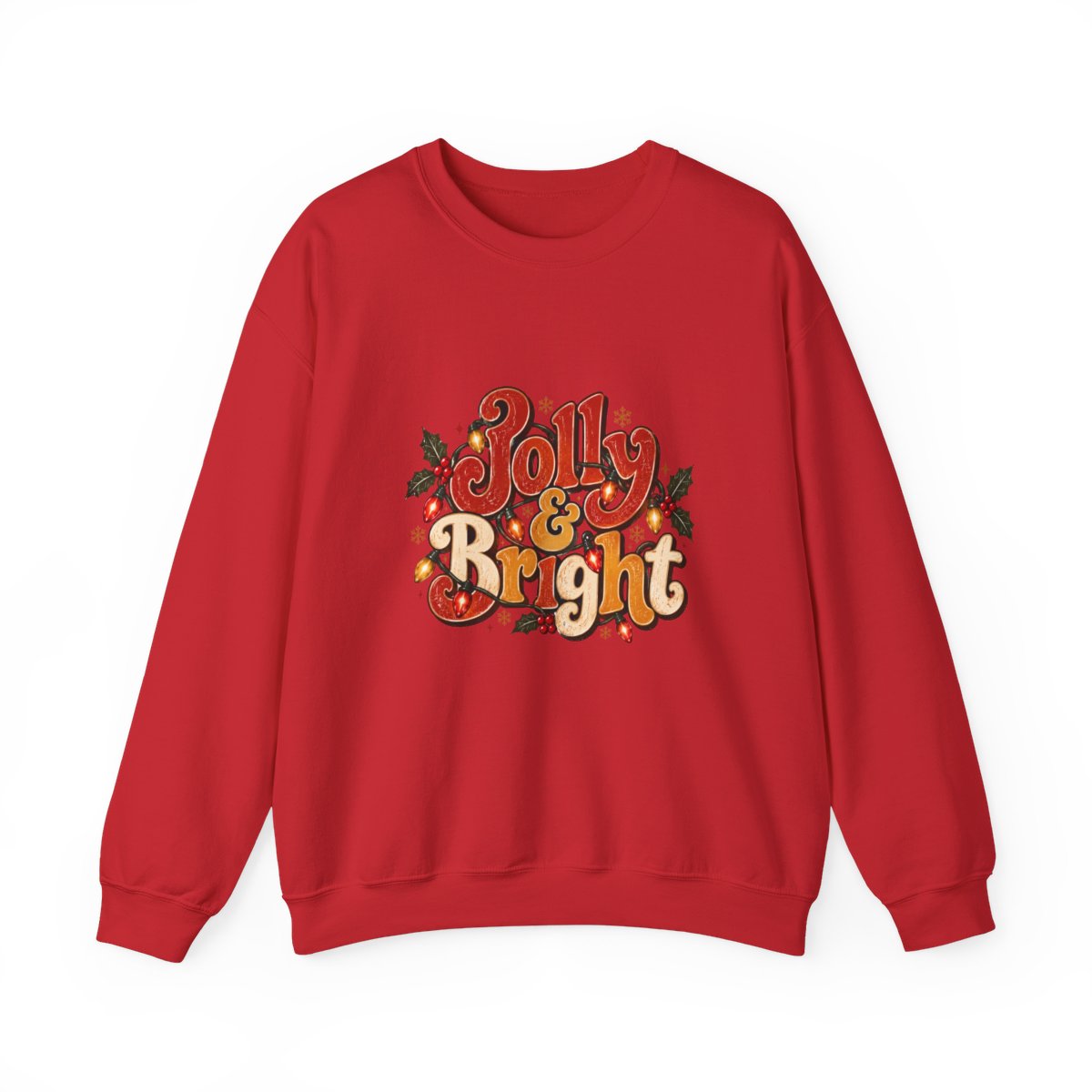 Jolly & Bright holiday lettering Sweatshirt | Christmas holly crewneck