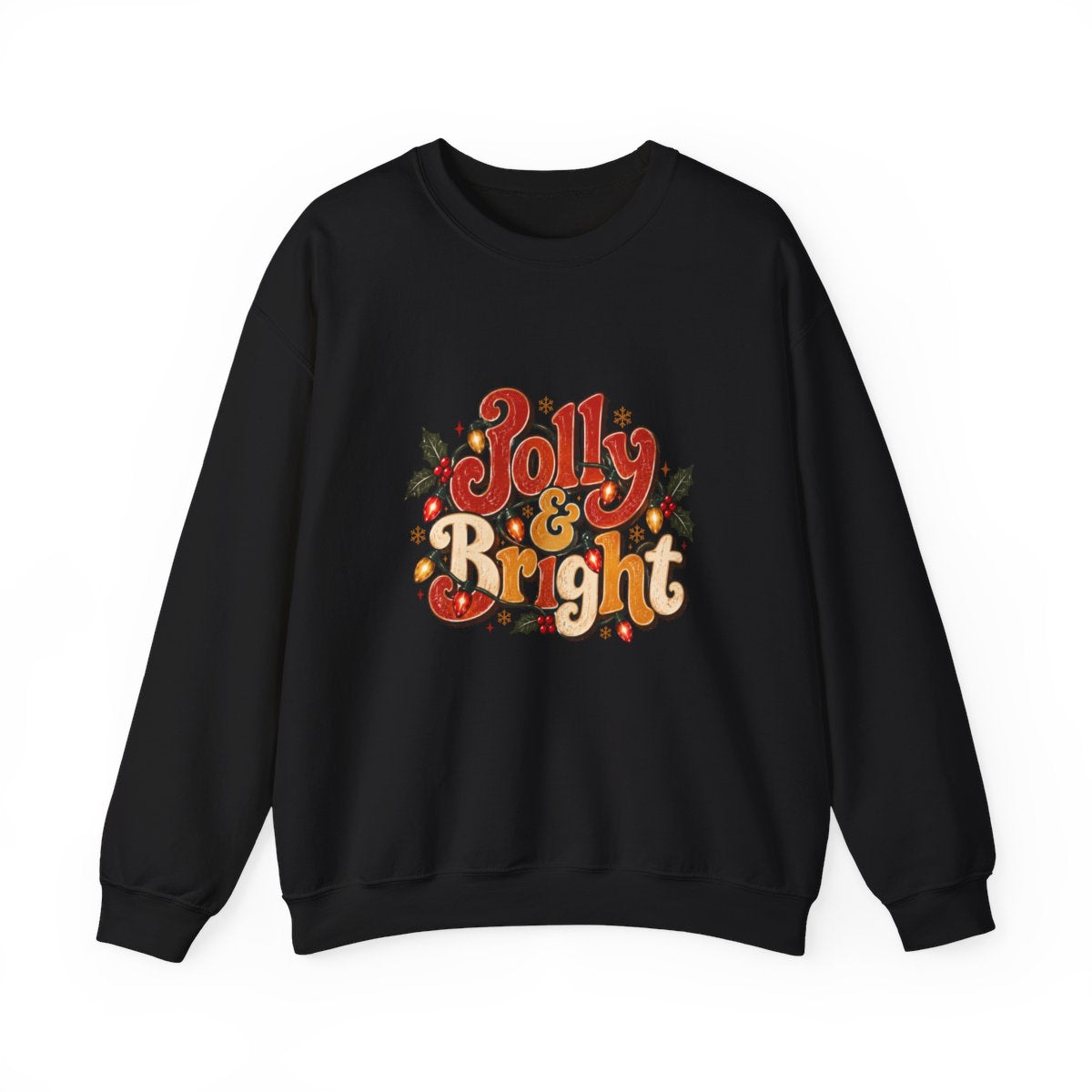 Jolly & Bright holiday lettering Sweatshirt | Christmas holly crewneck