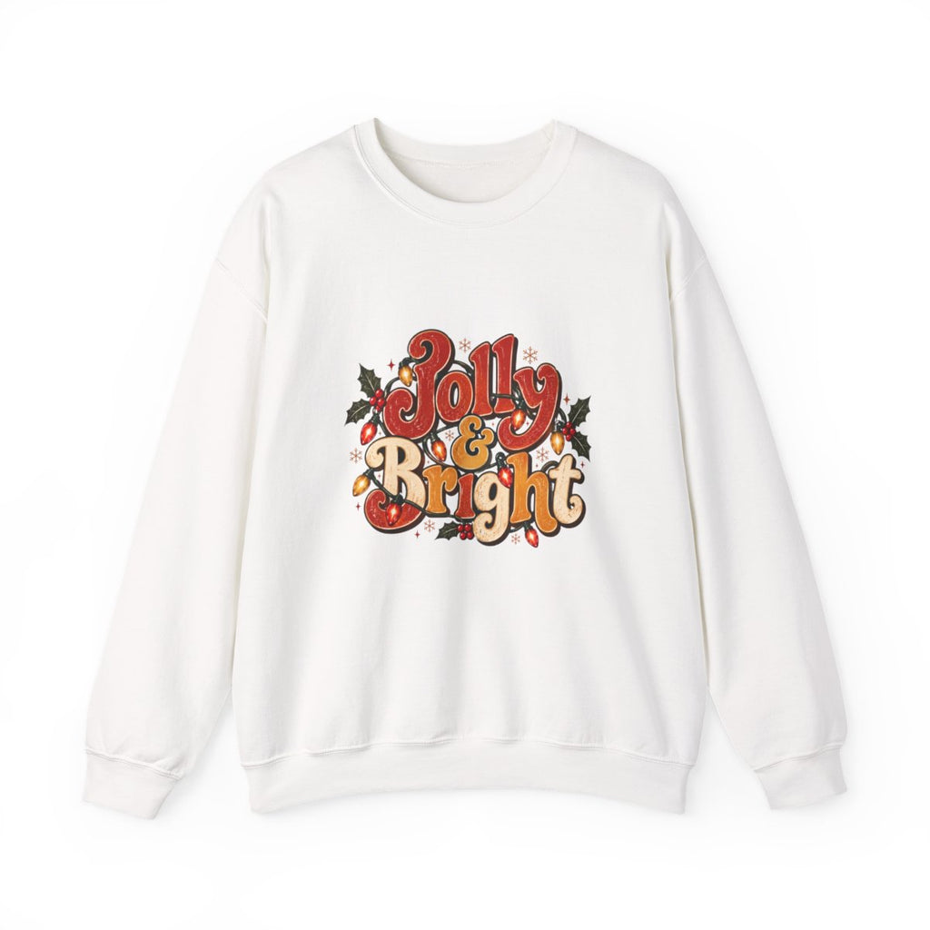 Jolly & Bright holiday lettering Sweatshirt | Christmas holly crewneck