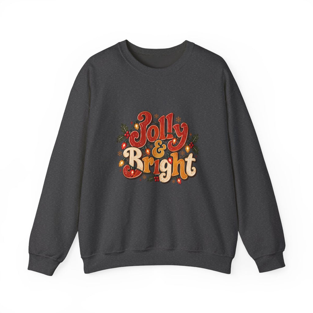 Jolly & Bright holiday lettering Sweatshirt | Christmas holly crewneck