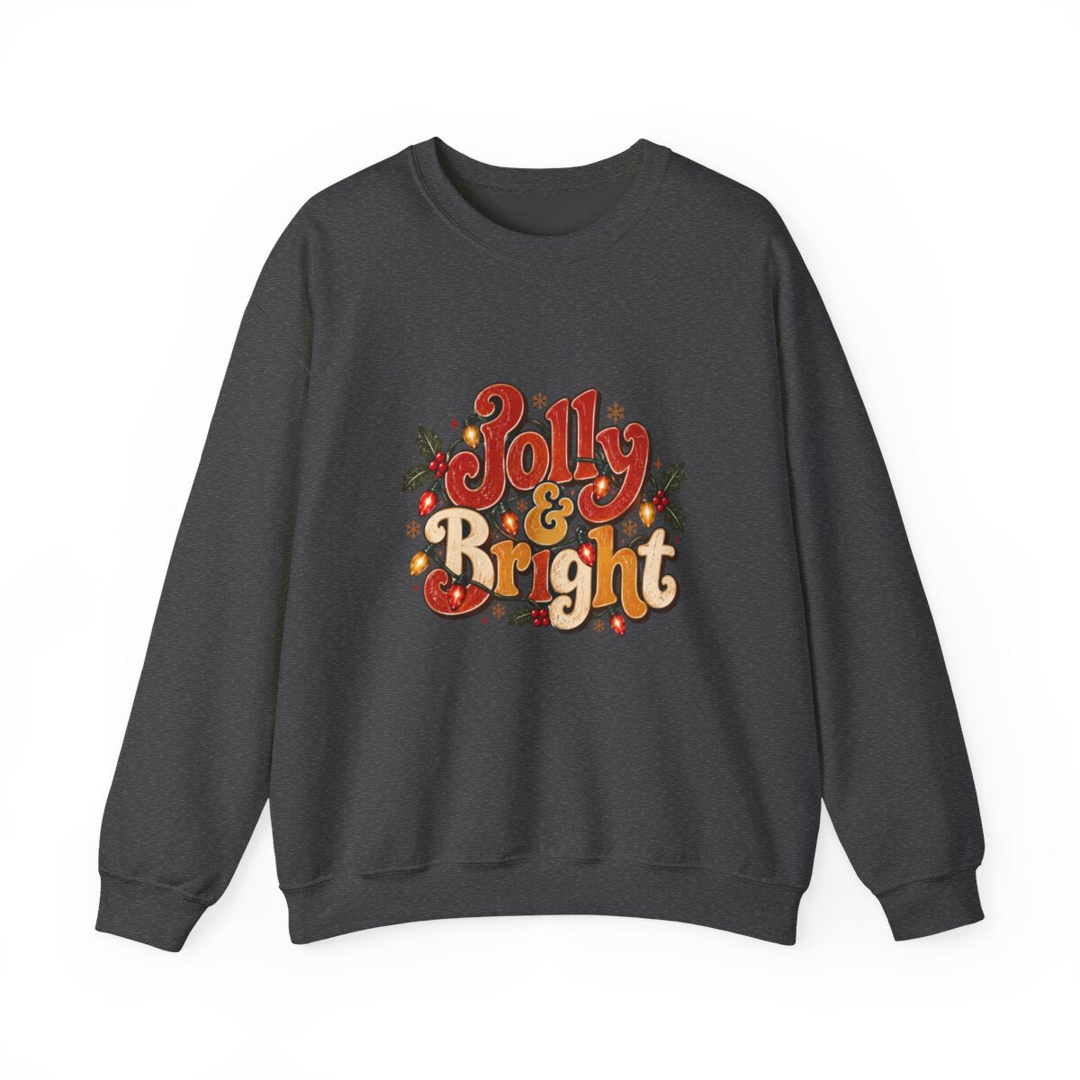 Jolly & Bright holiday lettering Sweatshirt | Christmas holly crewneck