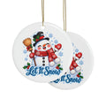 Let It Snow Snowman Ceramic Ornament | Round Christmas Ornament