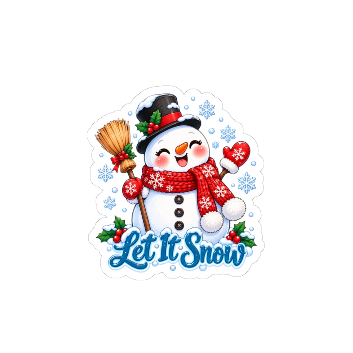 Let It Snow Snowman Sticker | Cute Christmas Snowman Vinyl Decal