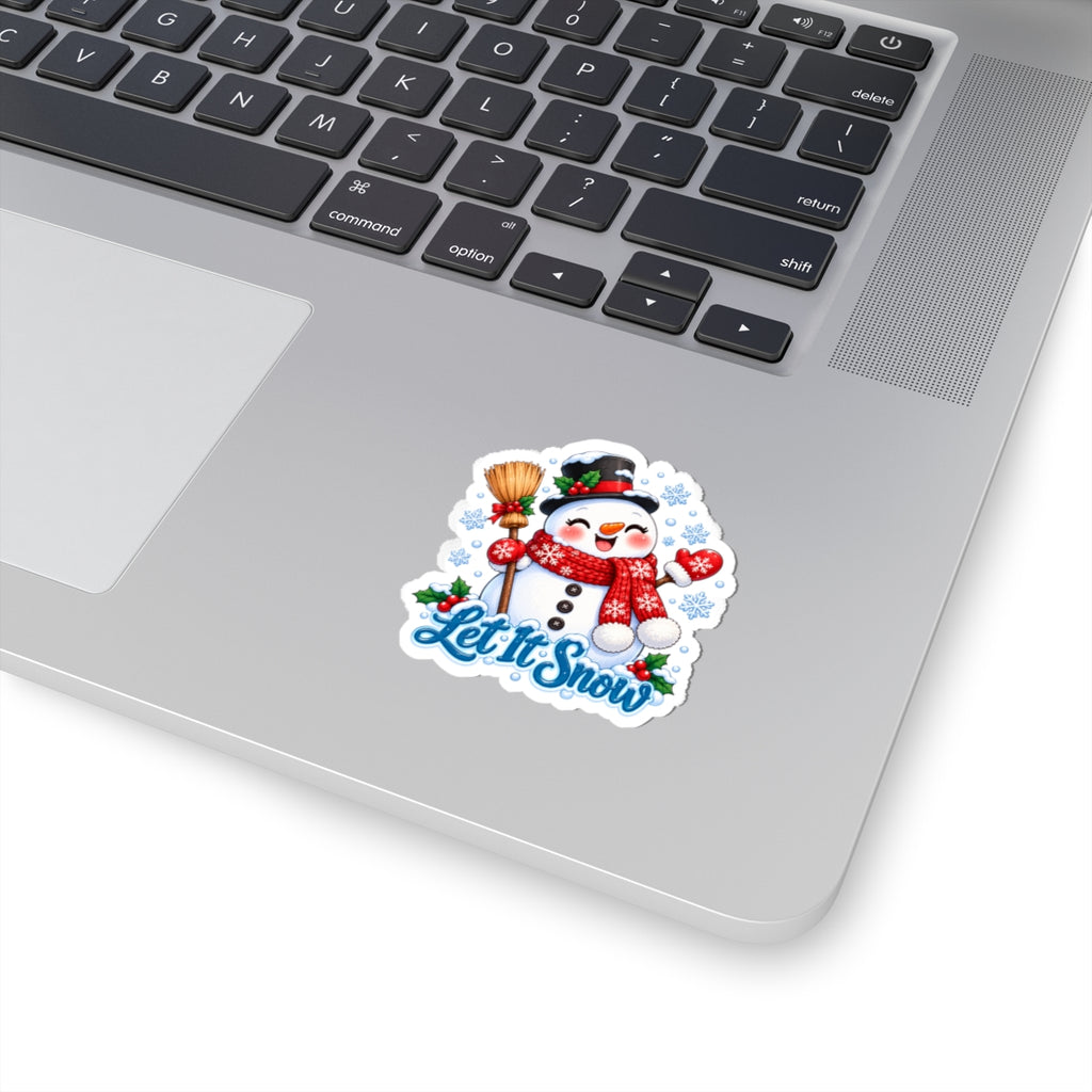 Let It Snow Snowman Sticker | Cute Christmas Snowman Vinyl Decal