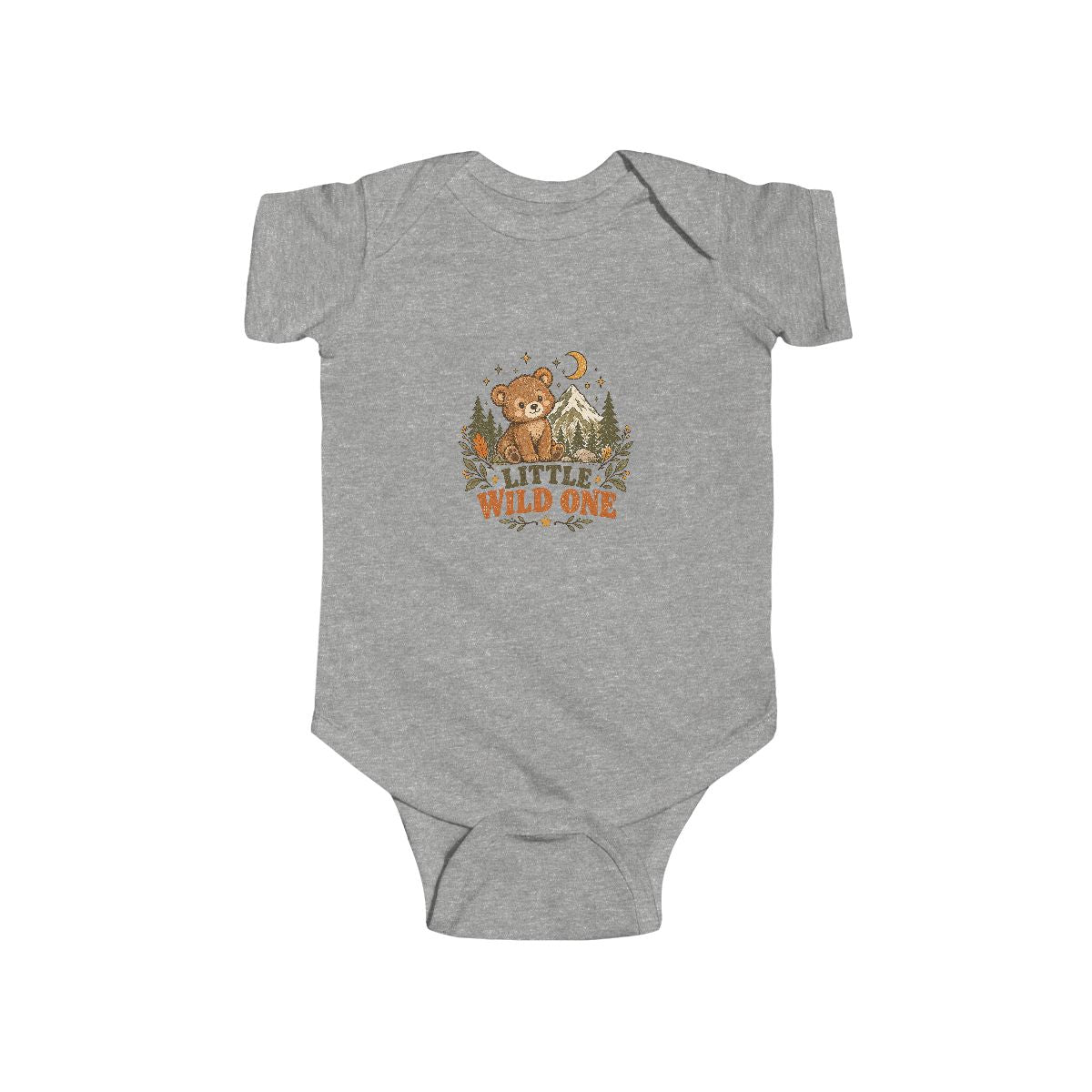 Little Wild One bear, Bodysuit | woodland baby romper, camping nursery