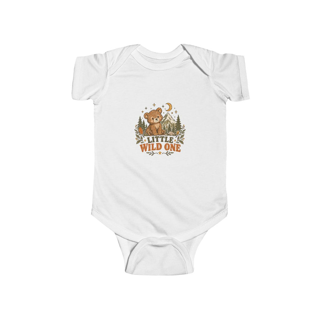 Little Wild One bear, Bodysuit | woodland baby romper, camping nursery