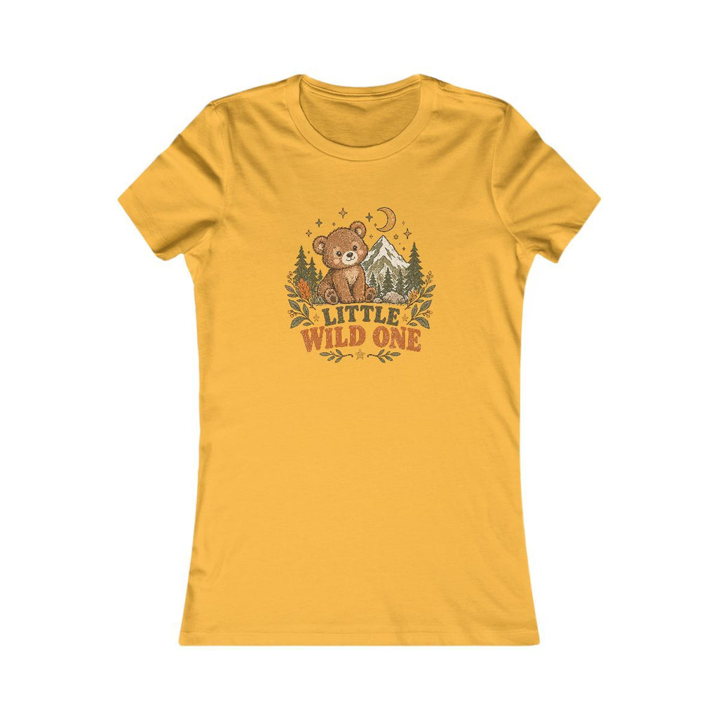 Little Wild One bear graphic Tee | Woodland trees moon stars