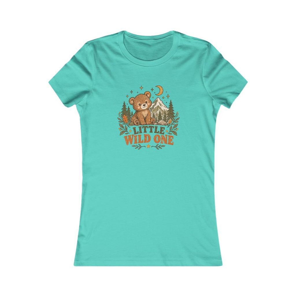 Little Wild One bear graphic Tee | Woodland trees moon stars