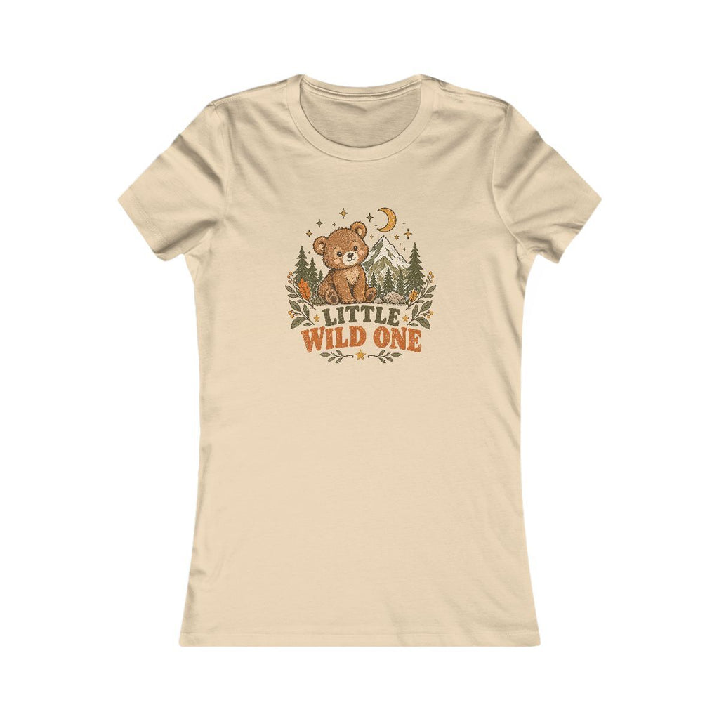 Little Wild One bear graphic Tee | Woodland trees moon stars