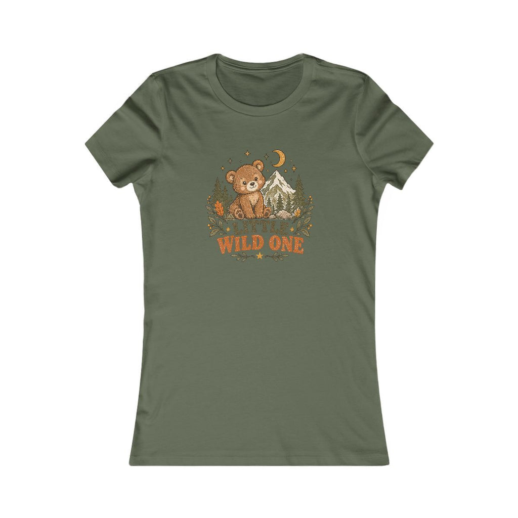 Little Wild One bear graphic Tee | Woodland trees moon stars