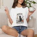 Magic & Mischief Black Cat Tee | Halloween Pumpkin Moon T-shirt