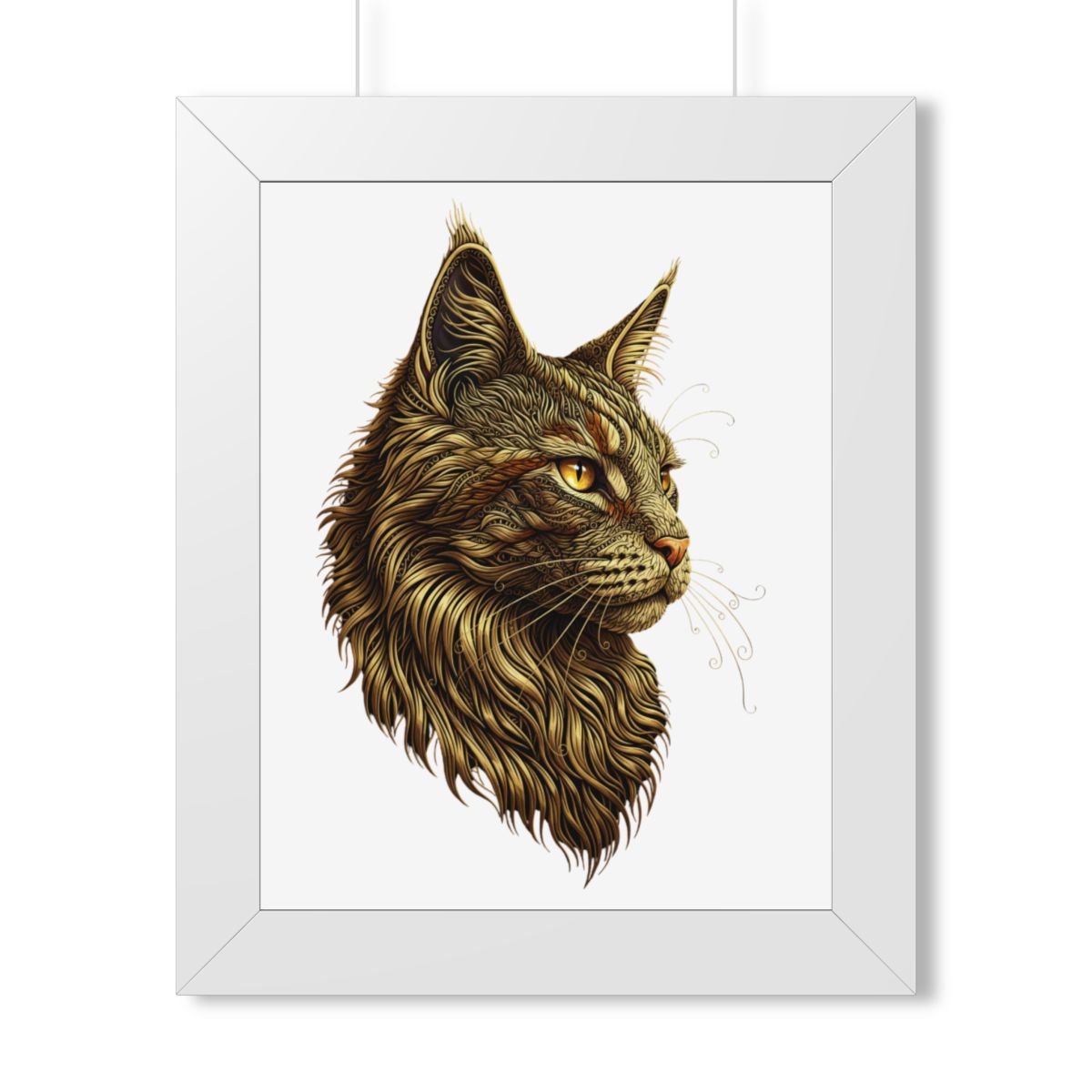 Majestic Lynx Head Framed Vertical Poster | Wildlife Art Pri - White