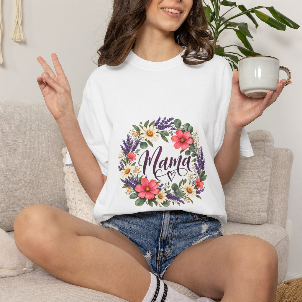 Mama Floral Wreath T-Shirt | Botanical Mom Typography