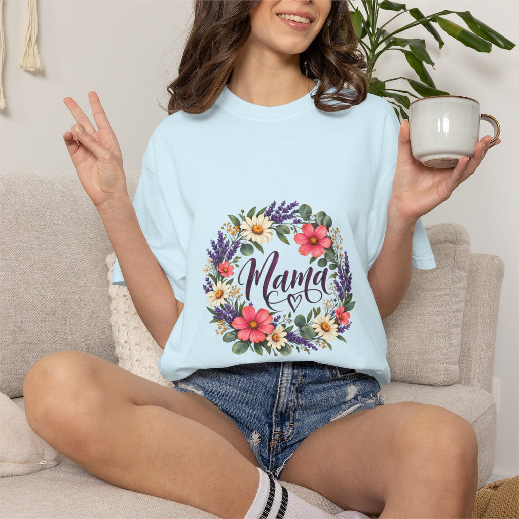 Mama Floral Wreath T-Shirt | Botanical Mom Typography