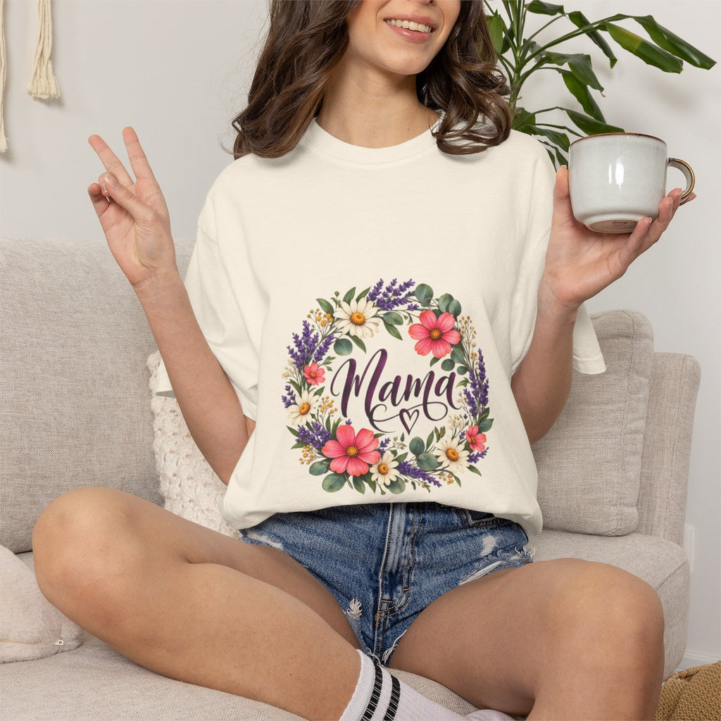 Mama Floral Wreath T-Shirt | Botanical Mom Typography