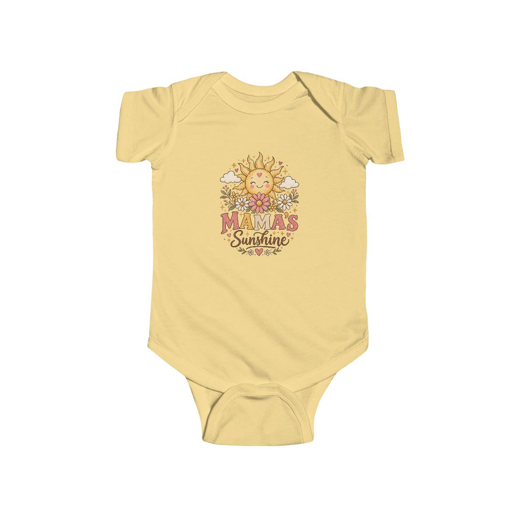 Mama's Sunshine Infant Bodysuit | Smiling Sun Floral Retro Baby Onesie