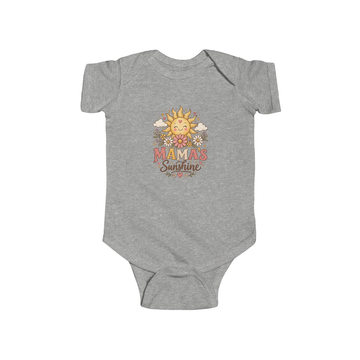 Mama's Sunshine Infant Bodysuit | Smiling Sun Floral Retro Baby Onesie