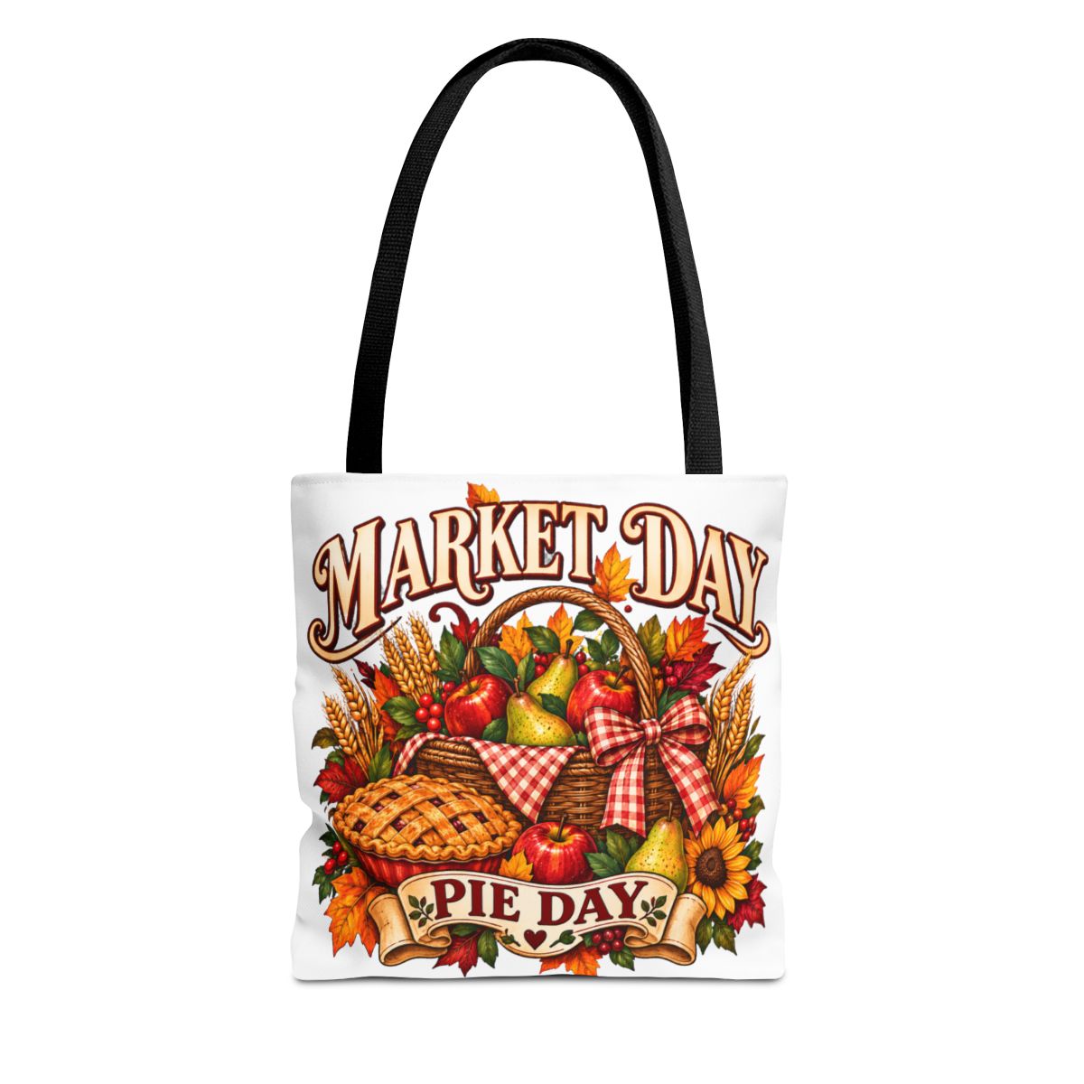 Market Day Pie Day Tote Bag | Autumn Harvest Basket, Pie and Apples
