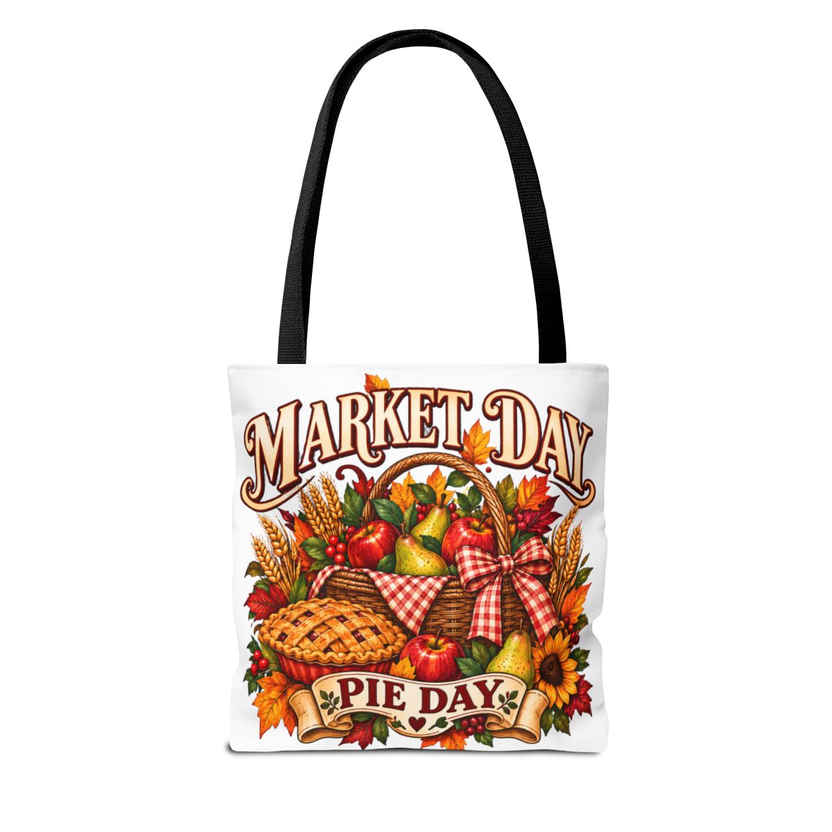 Market Day Pie Day Tote Bag | Autumn Harvest Basket, Pie and Apples