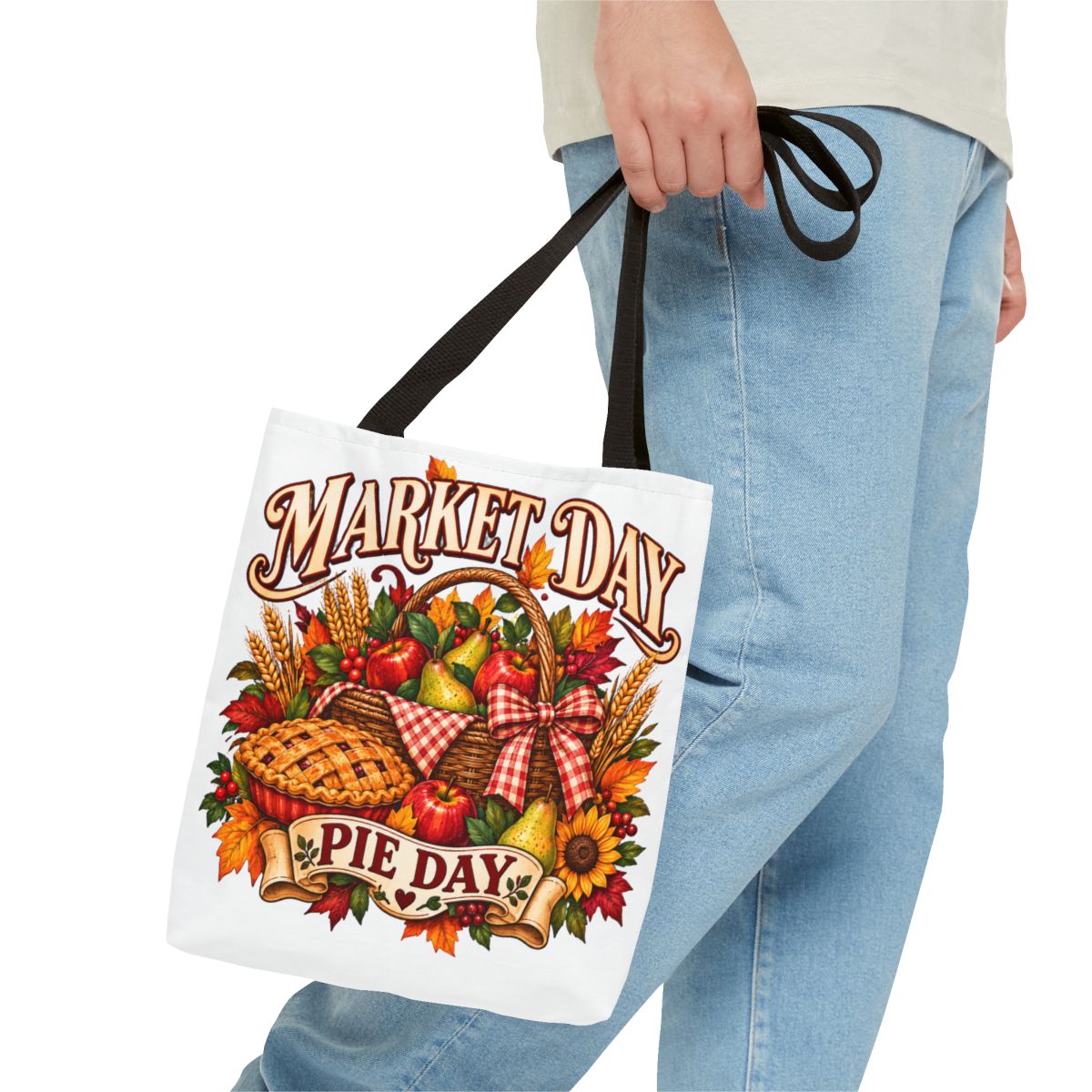 Market Day Pie Day Tote Bag | Autumn Harvest Basket, Pie and Apples