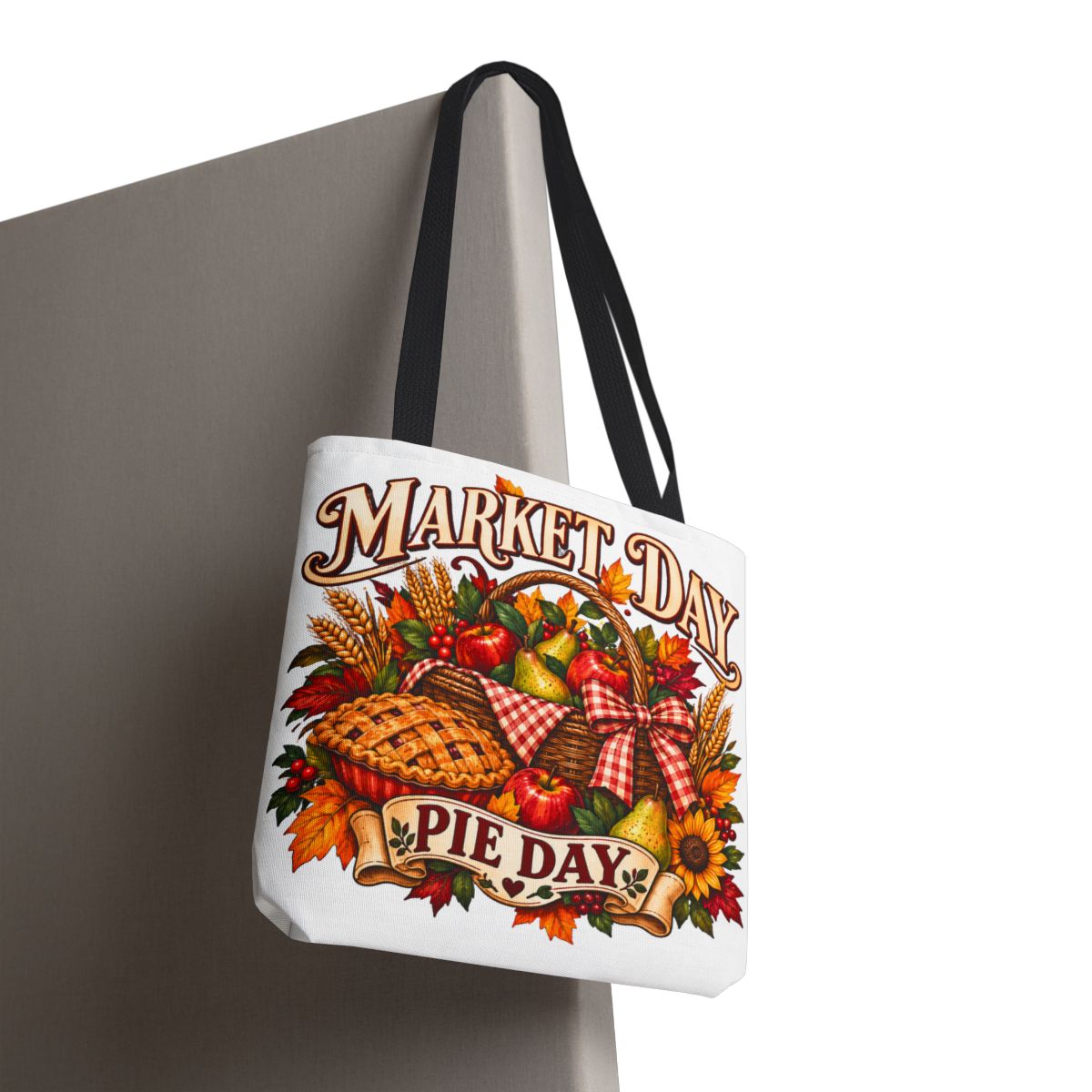 Market Day Pie Day Tote Bag | Autumn Harvest Basket, Pie and Apples