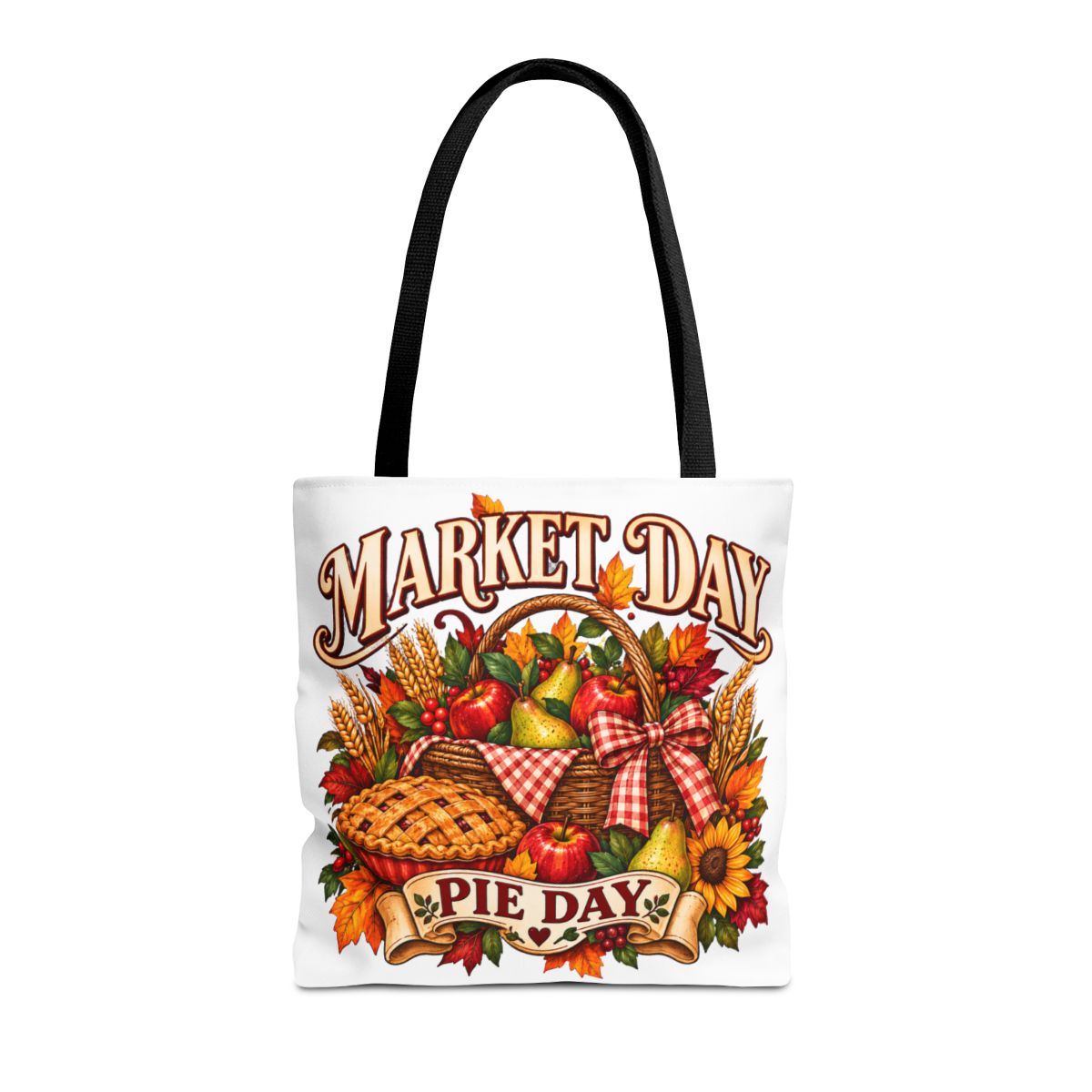 Market Day Pie Day Tote Bag | Autumn Harvest Basket, Pie and Apples