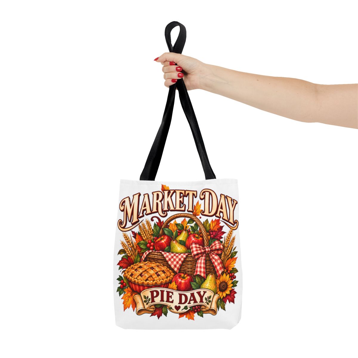 Market Day Pie Day Tote Bag | Autumn Harvest Basket, Pie and Apples
