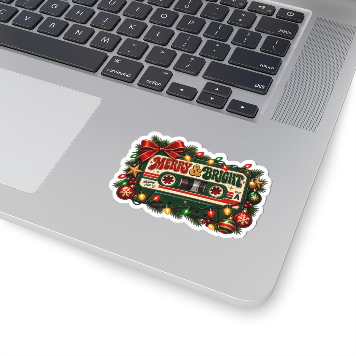 Merry & Bright cassette tape Sticker | Christmas holiday lights vinyl