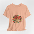 Merry & Bright Christmas Tee | Holiday Lights Graphic Shirt