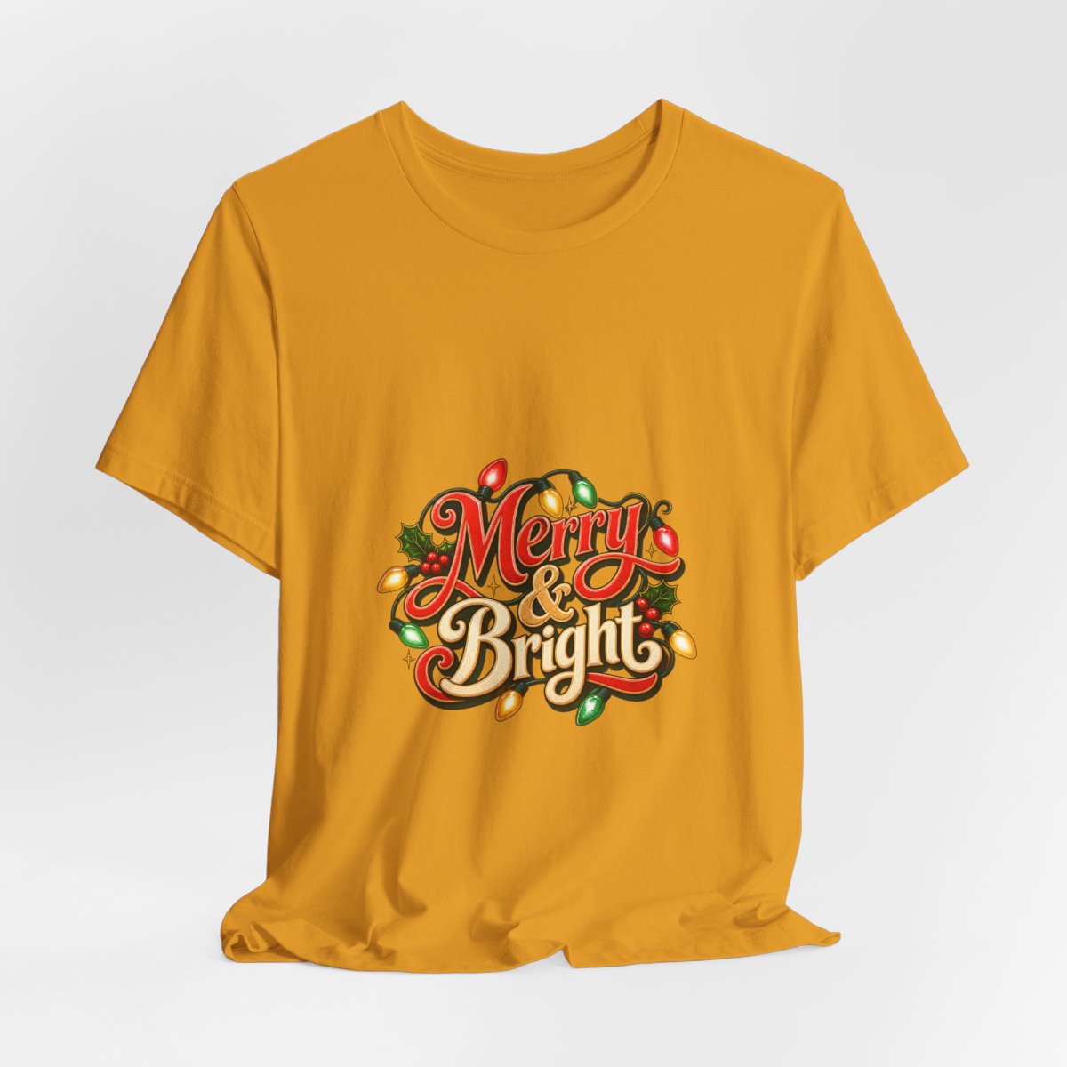 Merry & Bright Christmas Tee | Holiday Lights Graphic Shirt