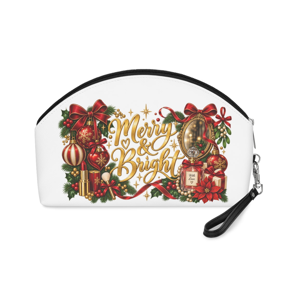 Merry & Bright Holiday Makeup Bag | Christmas Cosmetic Pouch