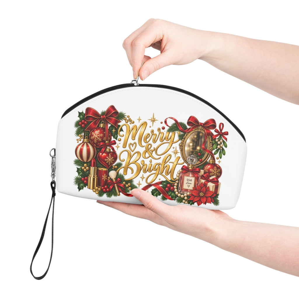 Merry & Bright Holiday Makeup Bag | Christmas Cosmetic Pouch