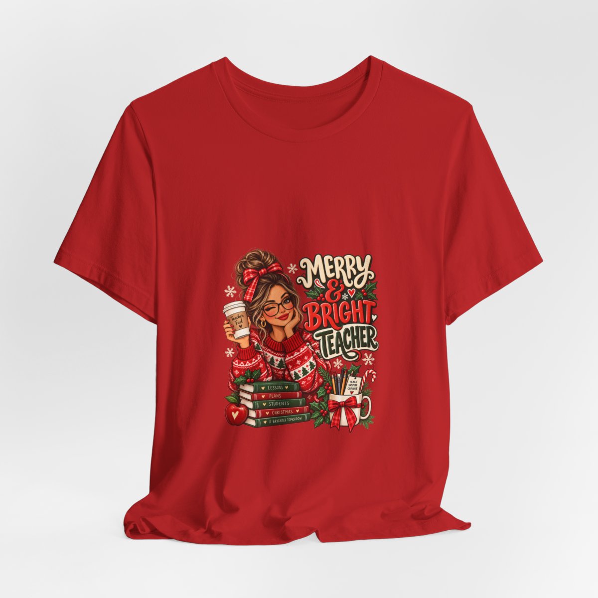 Merry & Bright Teacher T-Shirt | Christmas Teacher Tee