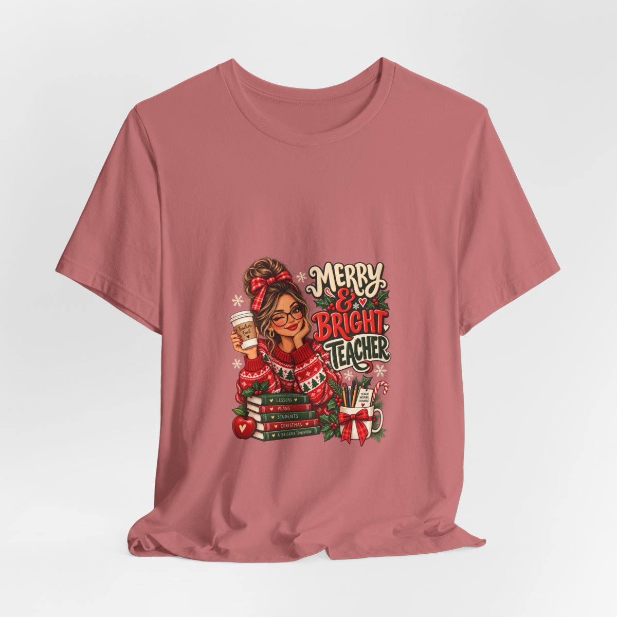 Merry & Bright Teacher T-Shirt | Christmas Teacher Tee