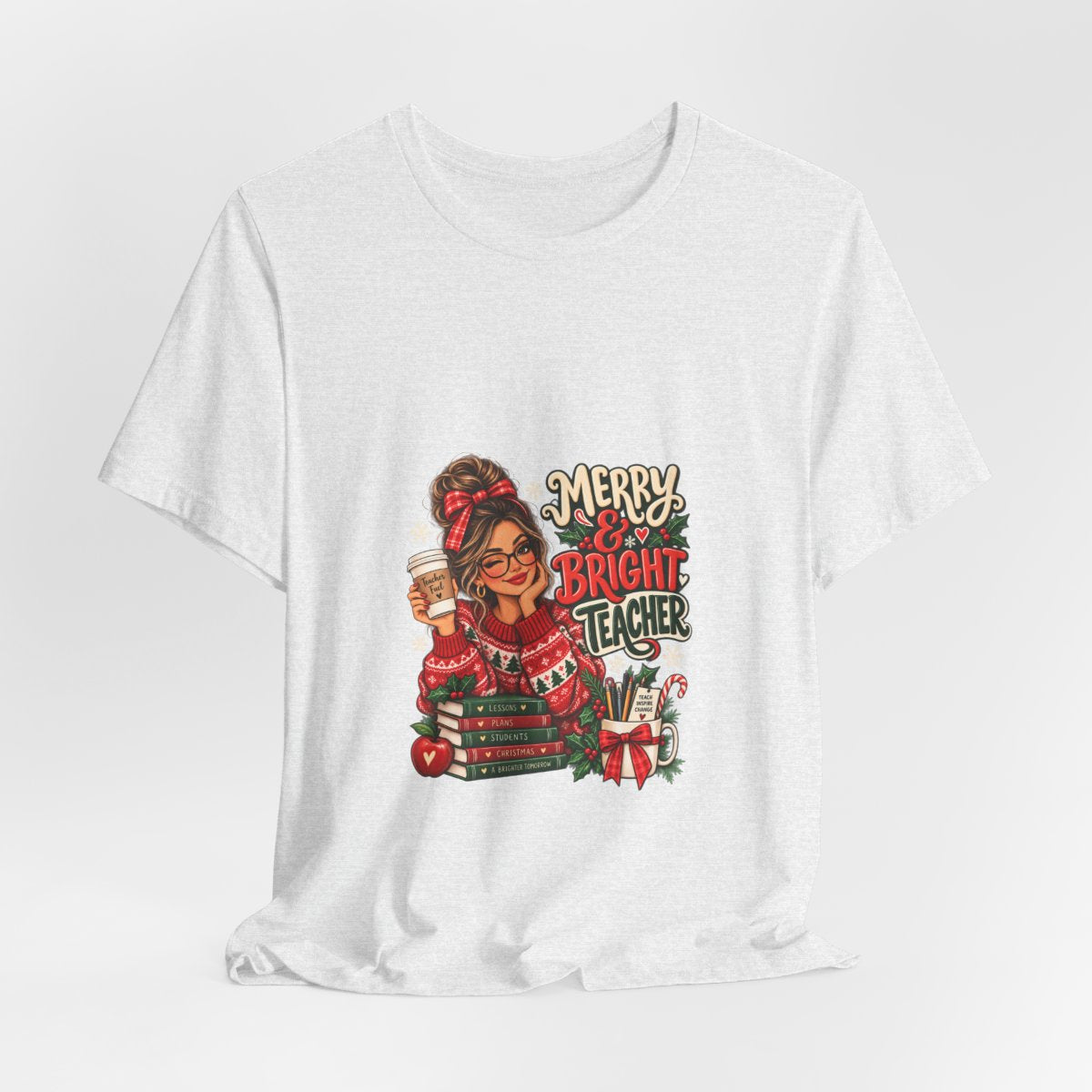 Merry & Bright Teacher T-Shirt | Christmas Teacher Tee