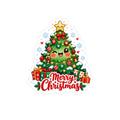 Merry Christmas Kawaii Tree Sticker | Cute Smiling Christmas Tree Vinyl Decal