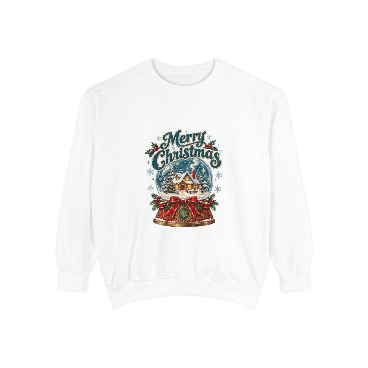 Merry Christmas Snow Globe Sweatshirt | Holiday Snow Globe Design