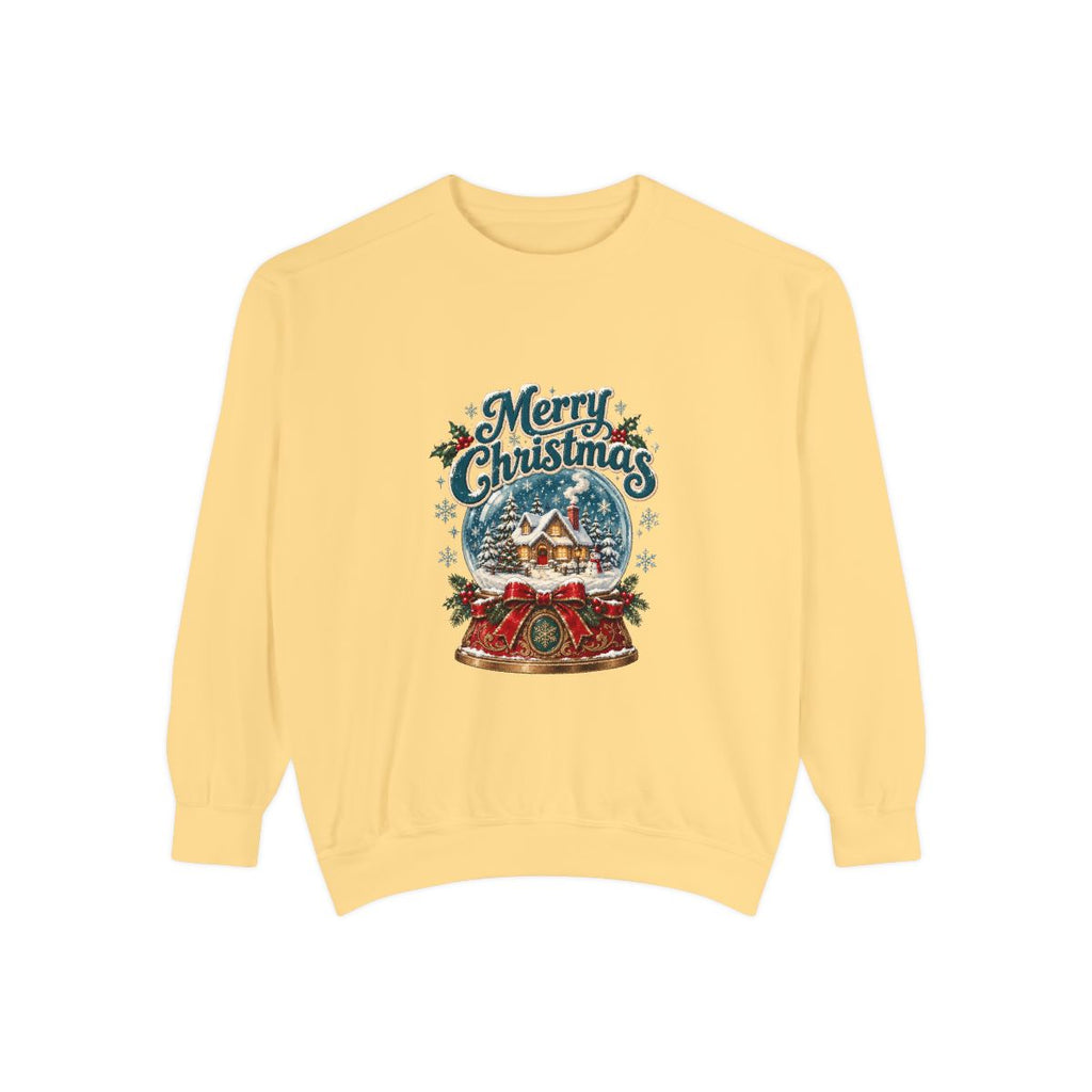 Merry Christmas Snow Globe Sweatshirt | Holiday Snow Globe Design