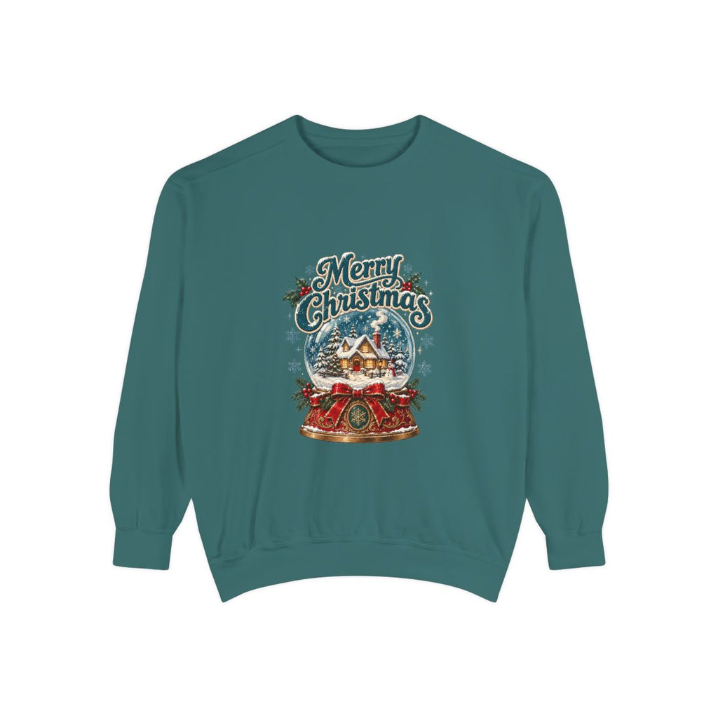 Merry Christmas Snow Globe Sweatshirt | Holiday Snow Globe Design