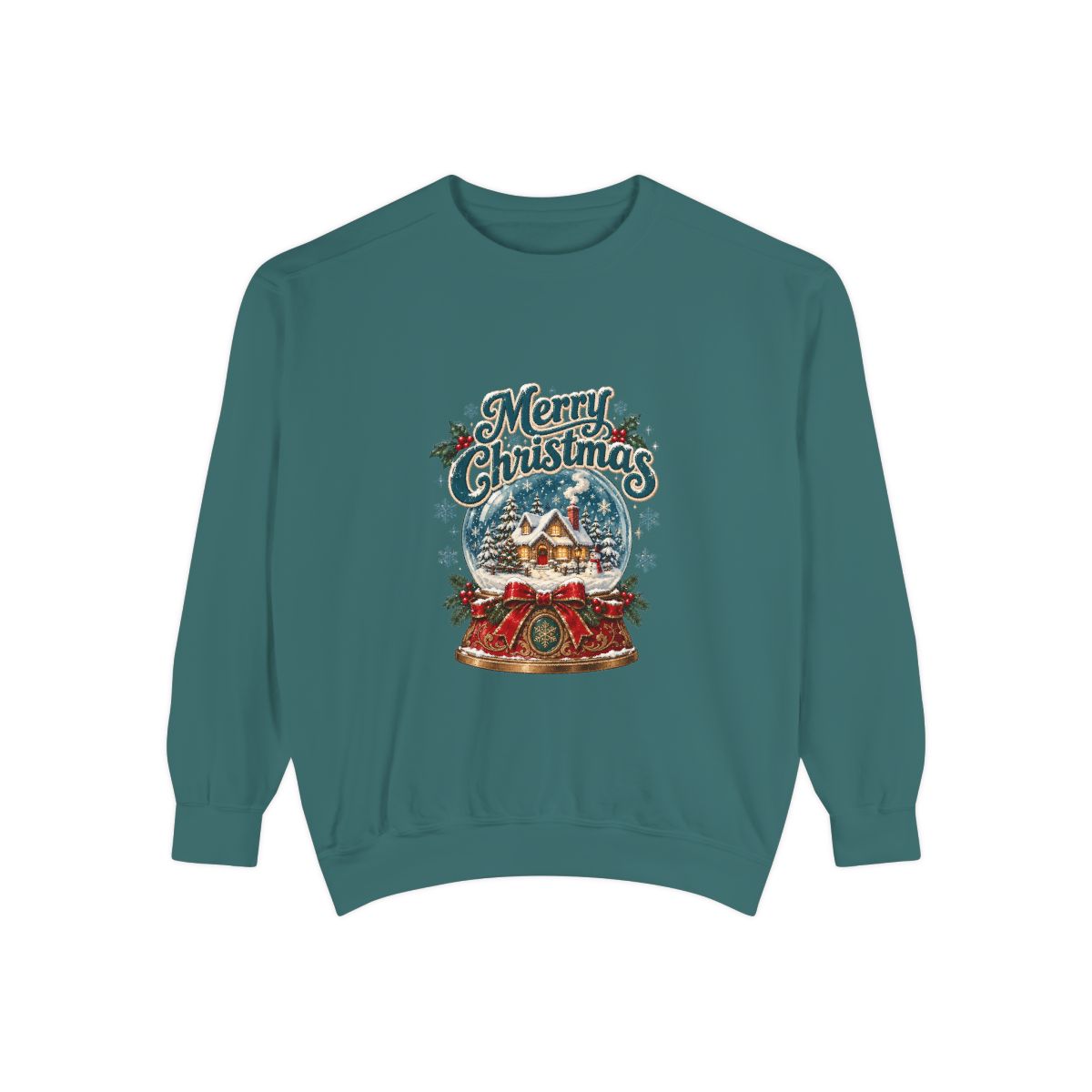 Merry Christmas Snow Globe Sweatshirt | Holiday Snow Globe Design
